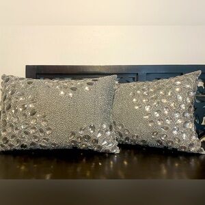 Set of beaded decorative lumbar pillow covers & pillows.